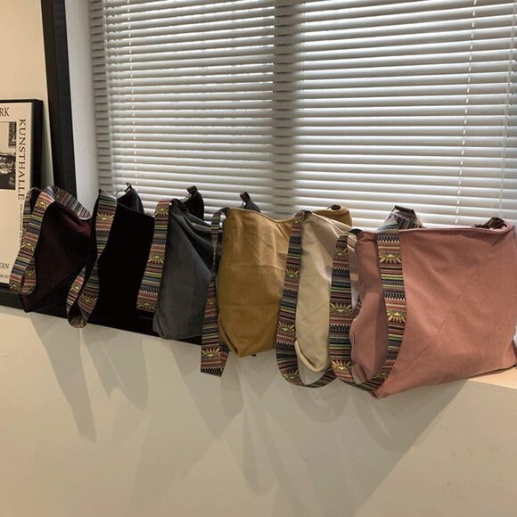 Women Corduroy Tote Bag Large Shoulder Hobo Purse Casual Handbag Gift - Picture 6 of 7